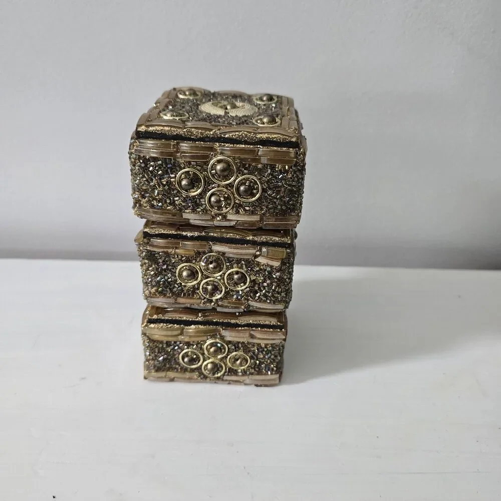 WOW Gem-Studded Trinket Boxes 3-Piece Decorative Set